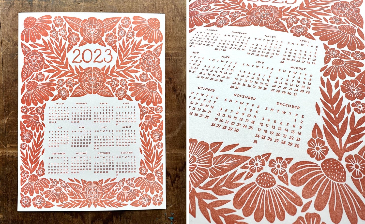 Two photos of botanical calendars