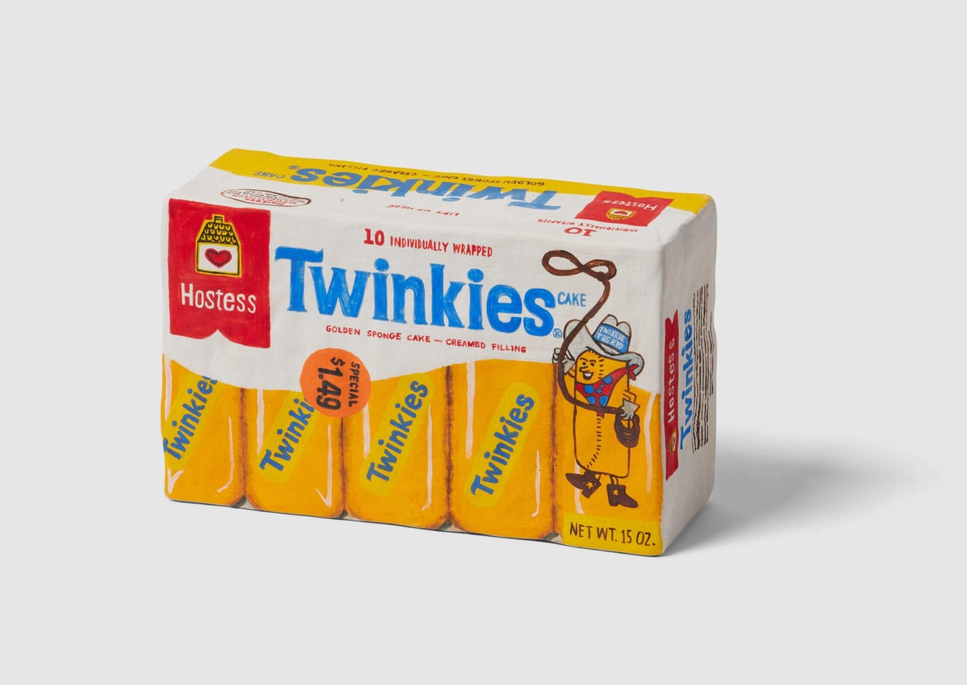 A vintage box of a 10-count package of Twinkies.