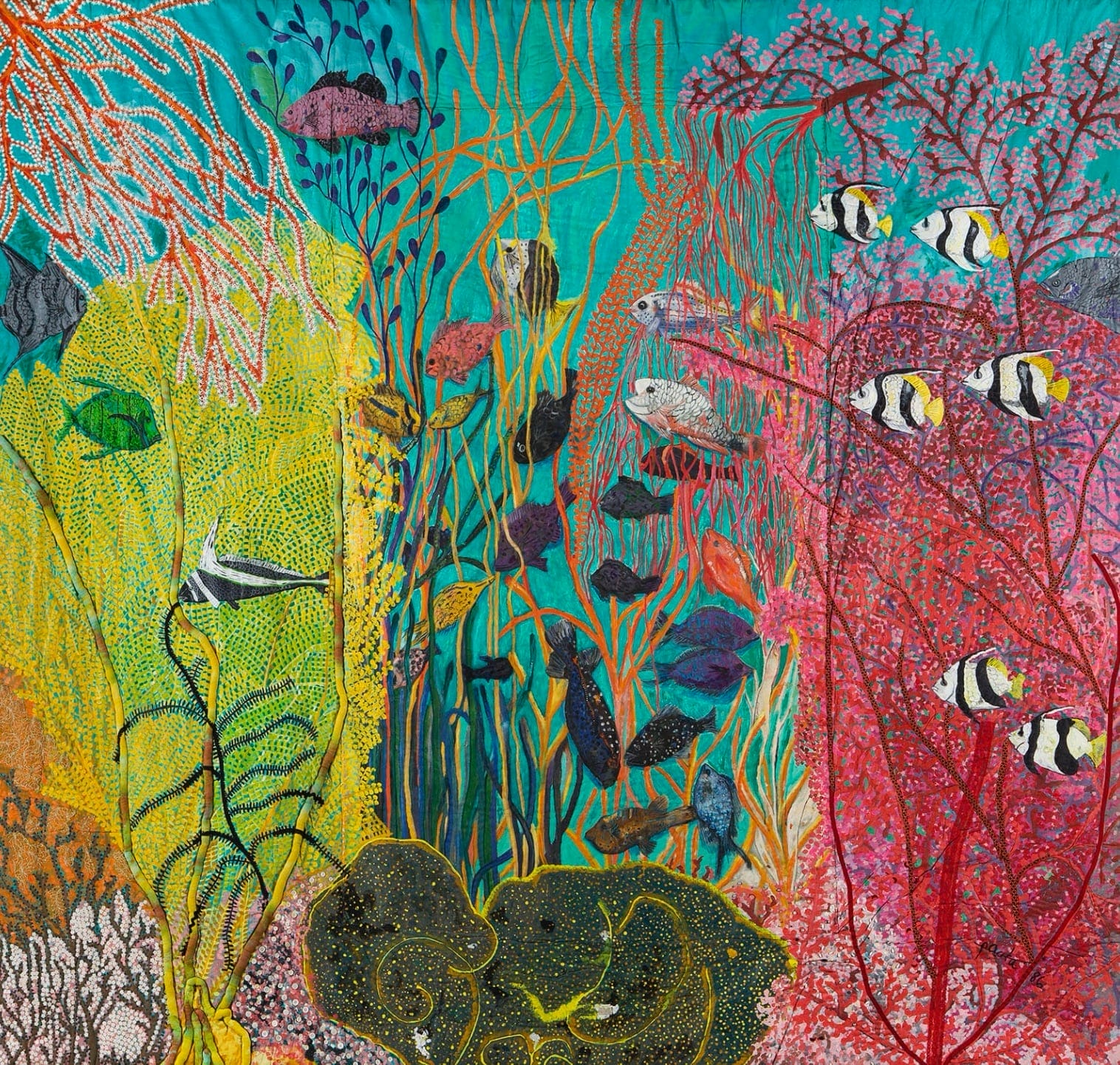 a vibrant underwater ecosystem with plants and fish