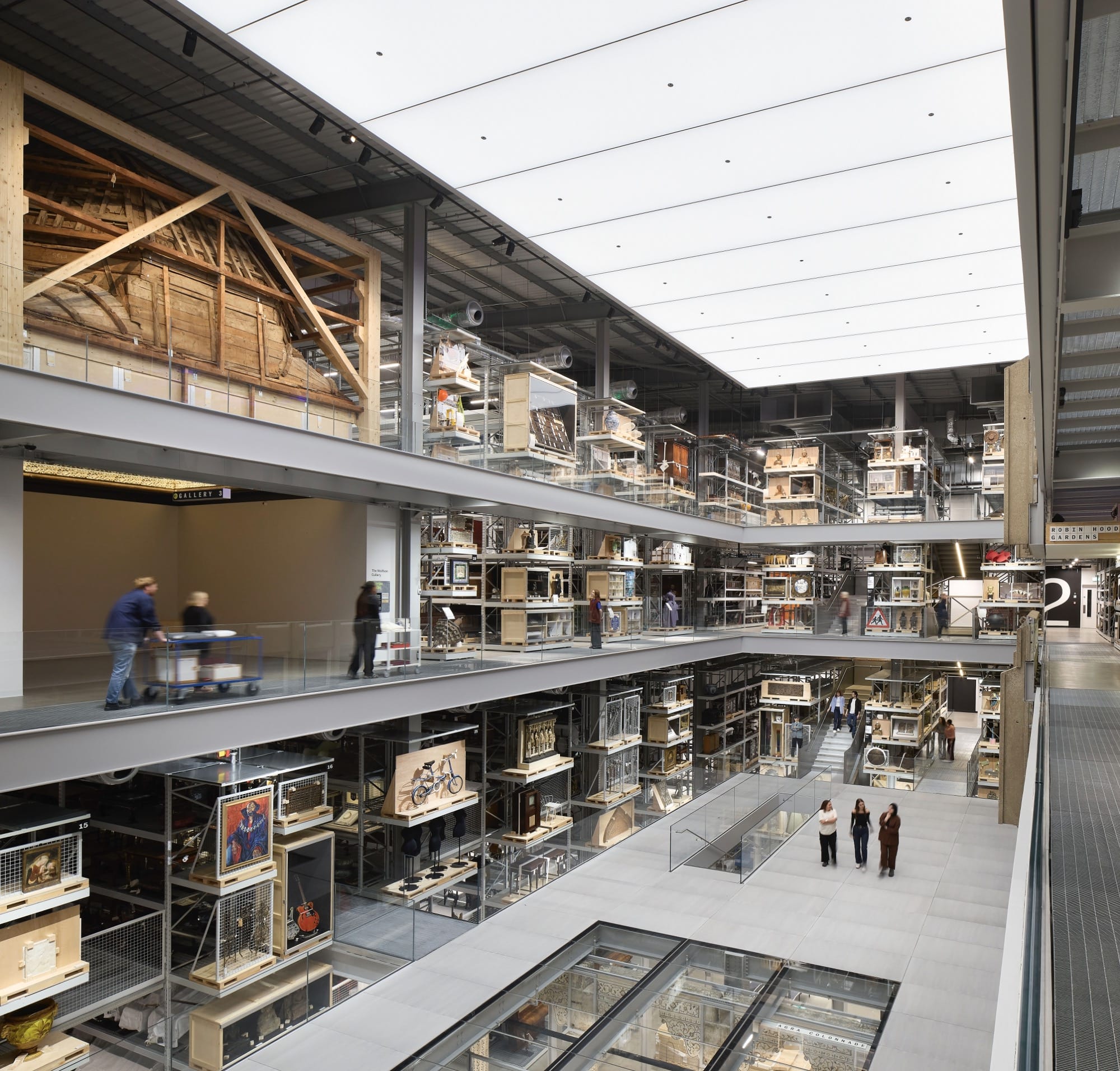 the interior of a contemporary museum collection storehouse
