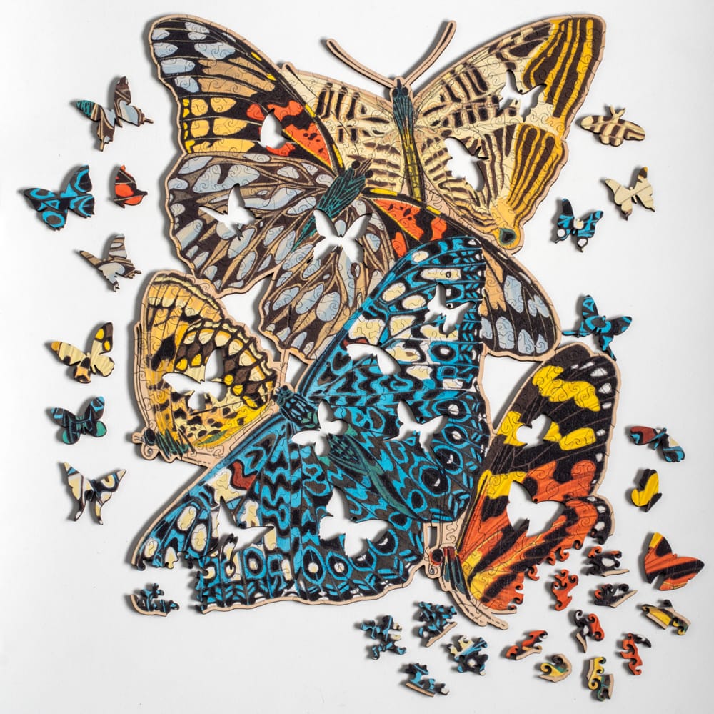 a vibrant jigsaw of butterflies