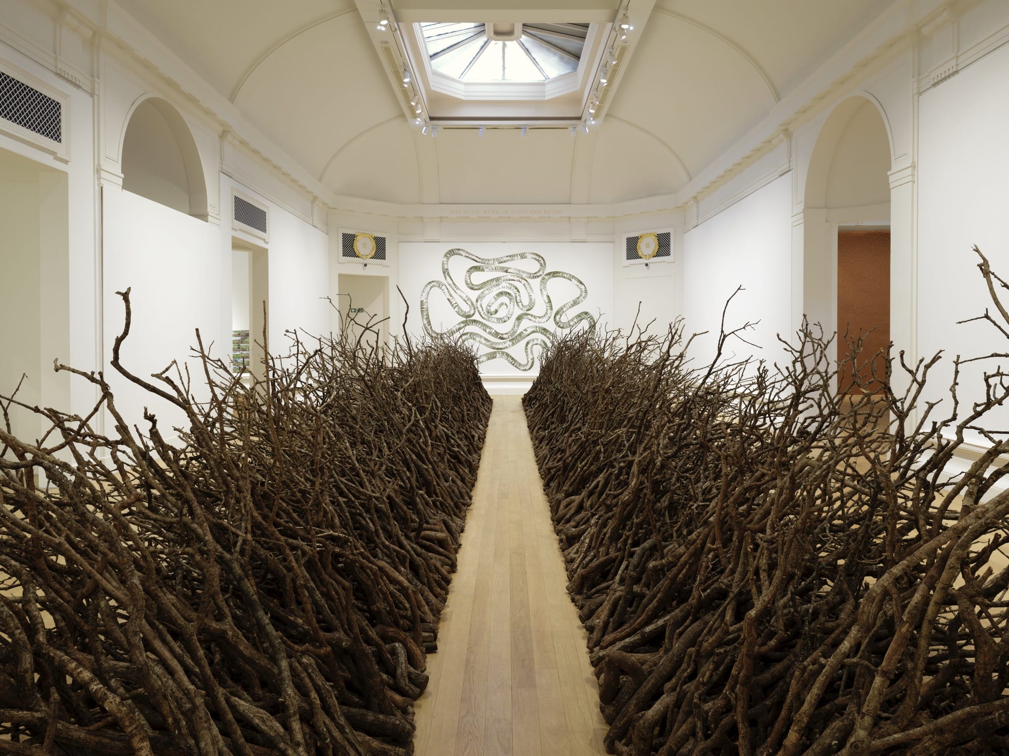an installation view of 'Andy Goldsworthy: Fifty Years' at National Galleries of Scotland