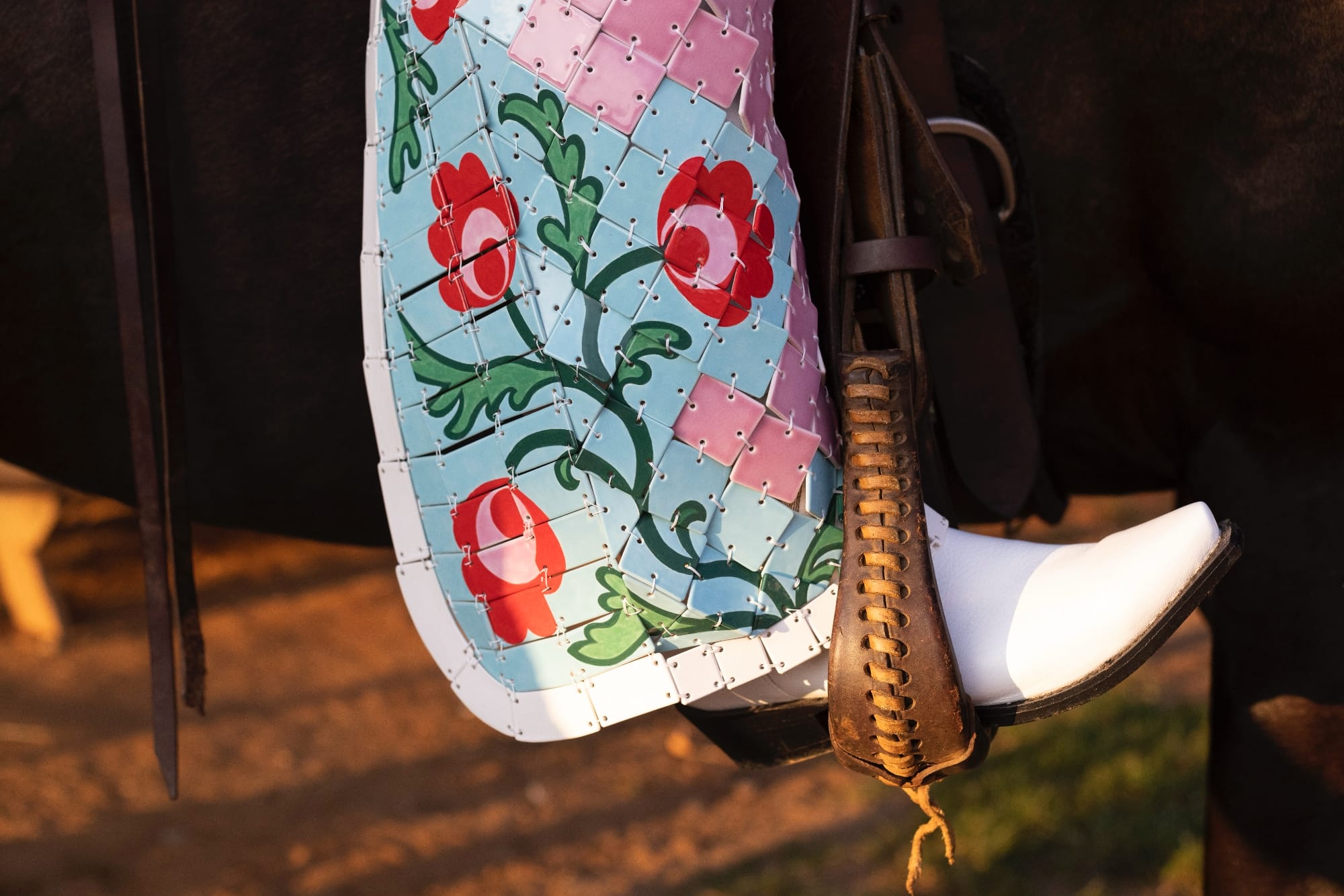 chaps made of floral tiles by Shae Bishop
