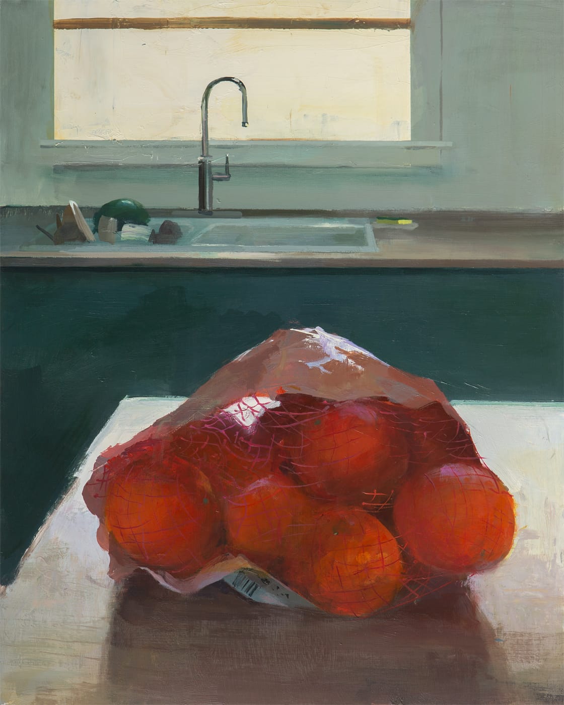 a painting of oranges on a counter by Jeremy Miranda