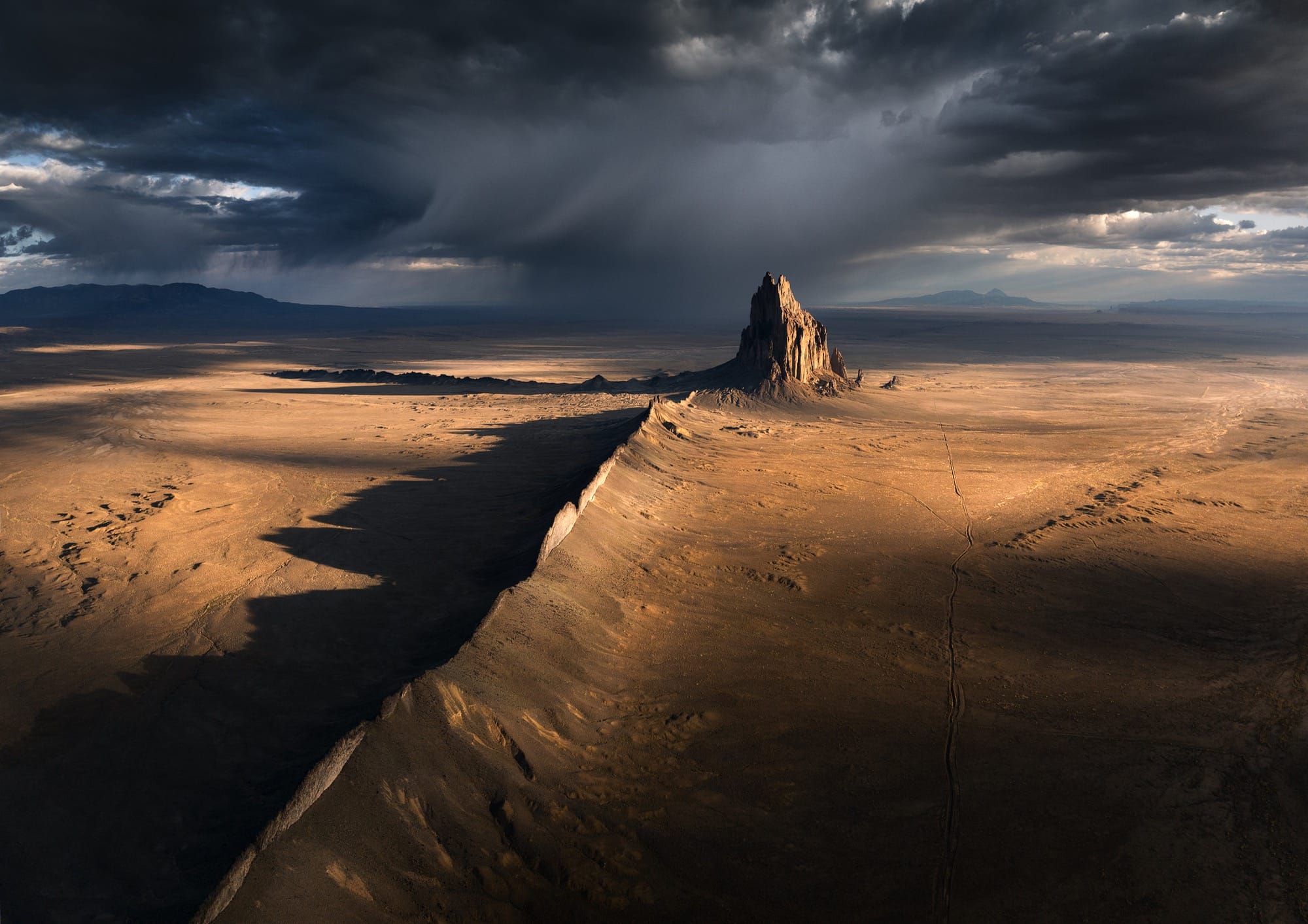 An aerial photo by Karol Nienartowicz of Ship Rock in New Mexico