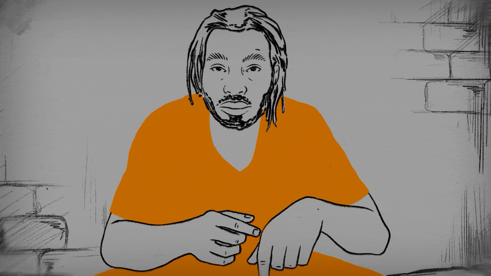 a gif of a man holding his hands up to his face and imagining a horse race
