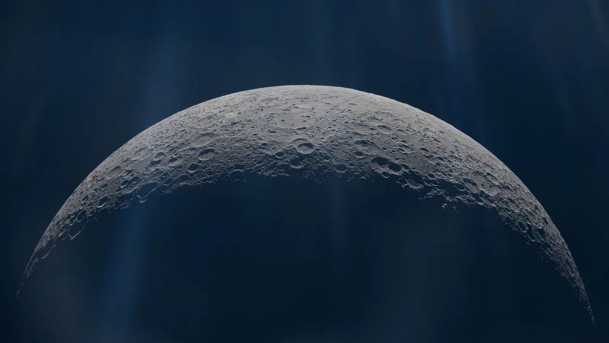 The cratered surface of the top of the Moon
